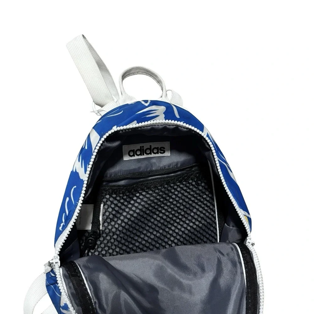 Adidas Girls Core Mini Backpack Butterfly Blue Graphic W/ 2 Zipper Enclosures